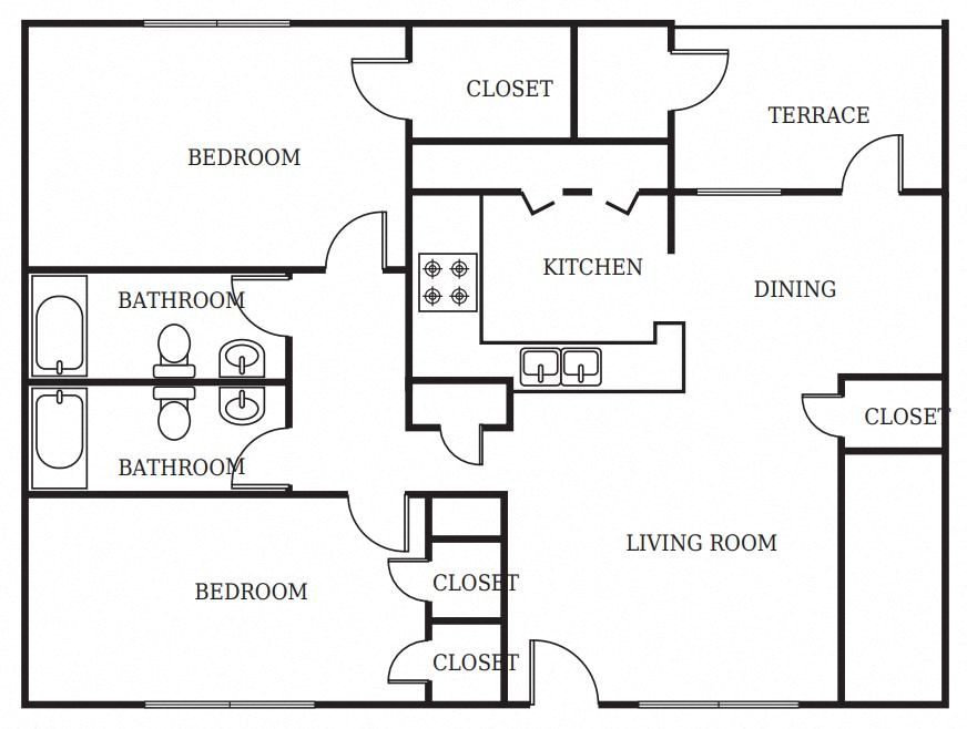Two Bedroom Two Bath floor plan